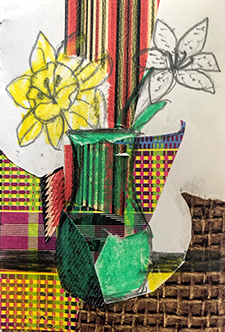 Still life with collage elements