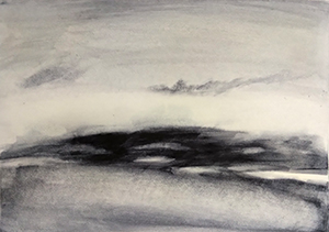 Abstract watercolor painting in black and white