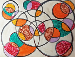 Abstract drawing of colorful circles