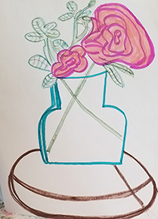 Drawing of flowers in a vase