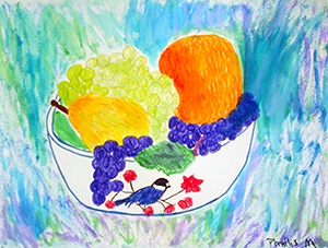 Still life of fruit in a bowl