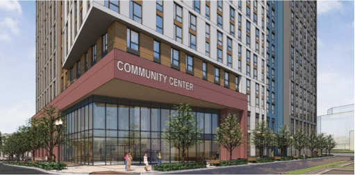 conceptual illustration of community center at Dominion Square
