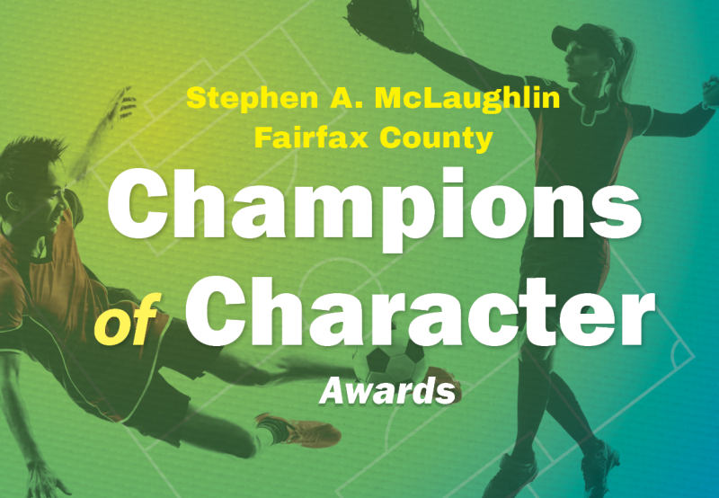 2024 Champions of Character logo/drawings of athletes playing sports 