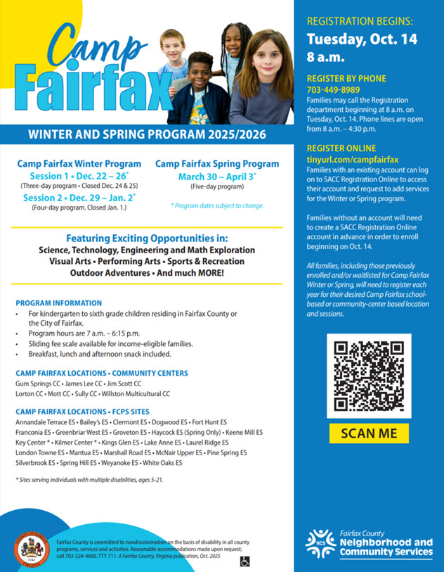 Camp Fairfax Winter Spring flyer