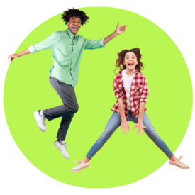 two teens jumping