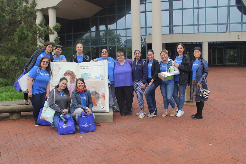 Group of women educators outside Fairfax County Government Center 