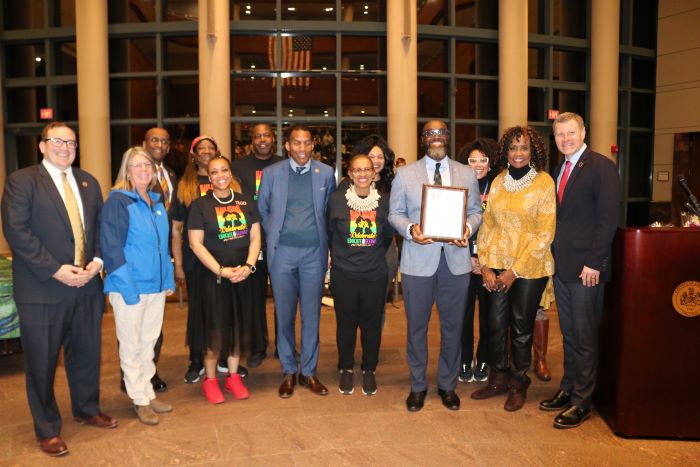 County leaders marking black History Month 2024 proclamation. 