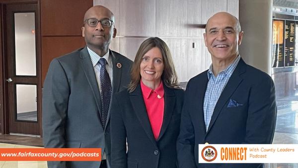 Image of County Executive Bryan Hill with Rebecca Moudry, director of the Department of Economic Initiatives, and Victor Hoskins, president and CEO of the Economic Development Authority