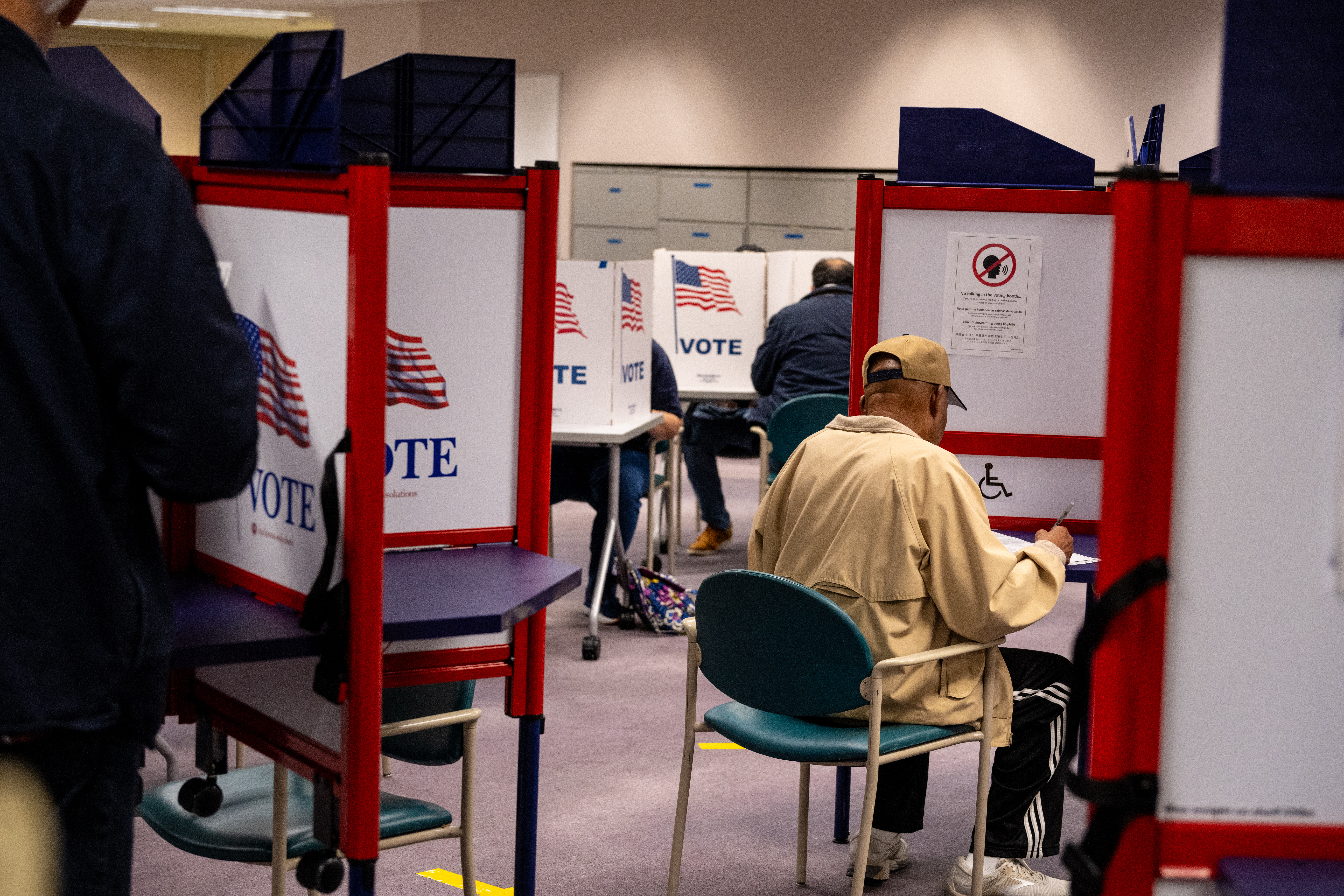 Voter fills out ballot during early voting.