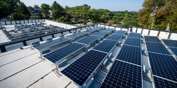 Rows of solar panels on the roof of Woodlawn Fire Station 24 Rows of solar panels on the roof of Woodlawn Fire Station 24