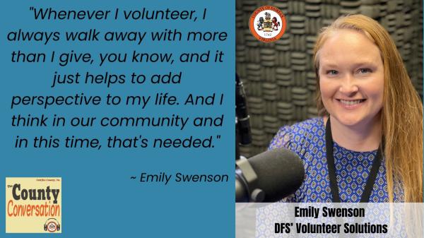 "Whenever I volunteer, I always walk away with more than I give, you know, and it just helps add perspective to my life. And I think in our community and in this time, that's needed." - Emily Swenson