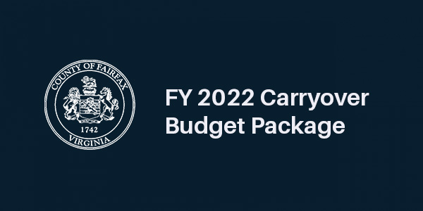 FY 2022 Carryover Budget Package, next to county seal