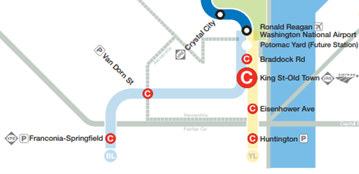 Metro map of affected rail service area