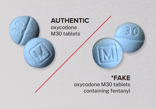 fake and real opioid pills, including those with fentanyl