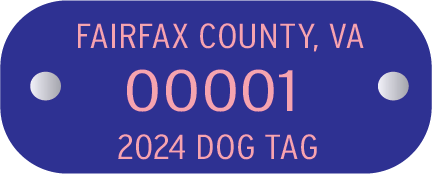 Sample Fairfax County dog license tag.