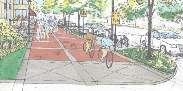 Streetscape rendering of bike path