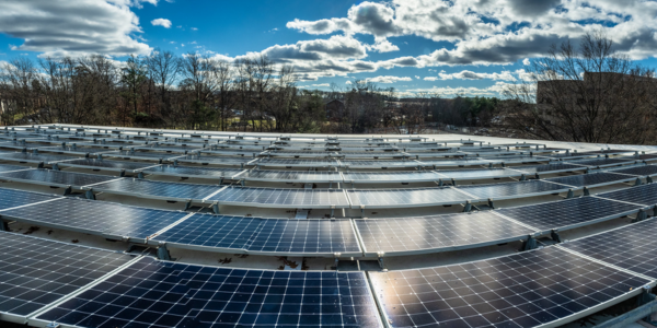 Solar panels on the roof of a building