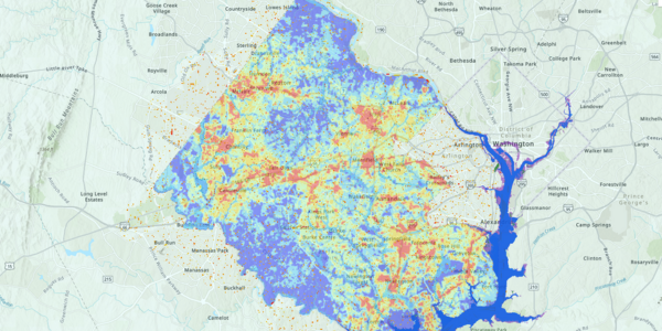 Extreme Heat Map Map of Fairfax County with extreme heat spots