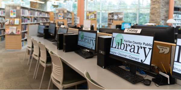 Library Desk and Computers Library Desk and Computers
