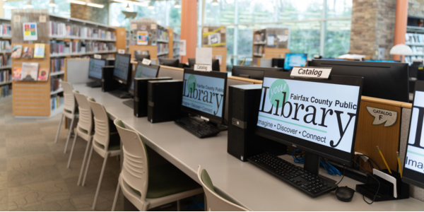 Library Desk and Computers