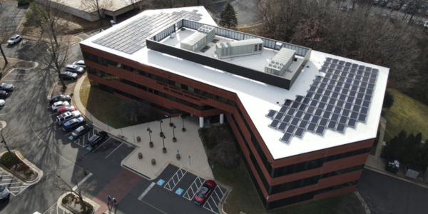 Solar panels installed on the Pender building