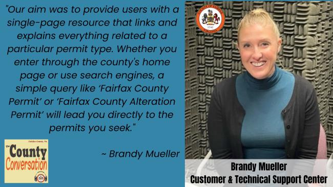"Our aim was to provide users with a single-page resource that links and explains everything related to a particular permit type. Whether you enter through the county's homepage or use search engines, a simple query like "Fairfax County permit" or "Fairfax County Alteration permit" will lead you directly to the permits you seek." -Brandy Mueller