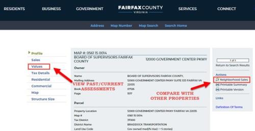 Real estate assessment screenshot