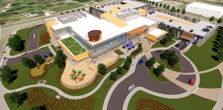 Rendering of Kingstowne Community Library from a birds eye view. 