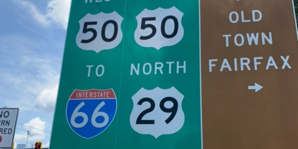 Route 29 and Route 50 Sign