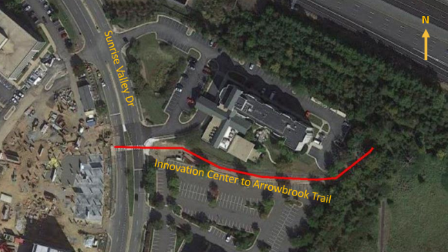map of arrowbrook trail to innovation center station