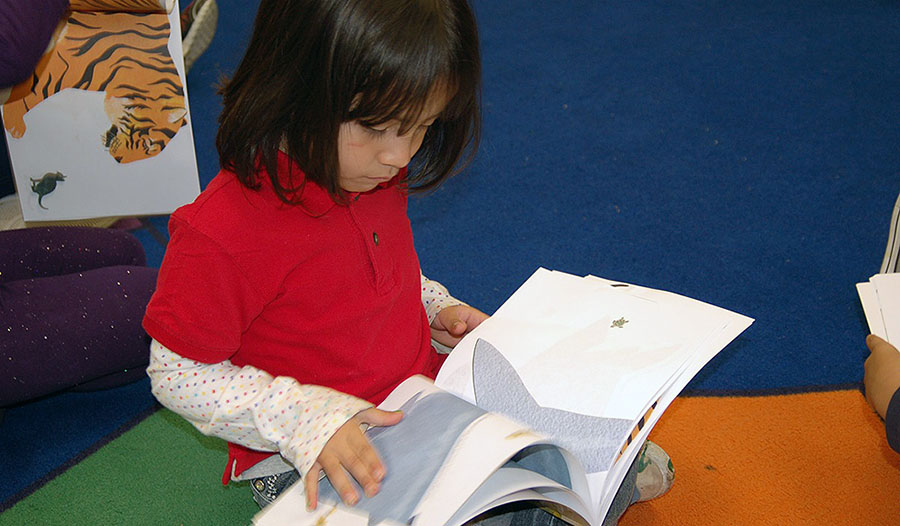 child reading a book