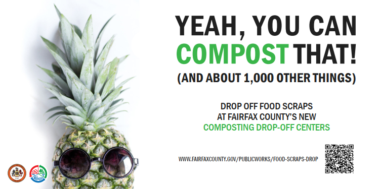 graphic showing pineapple wearing sunglasses; text "Yeah, You Can Compost That!"