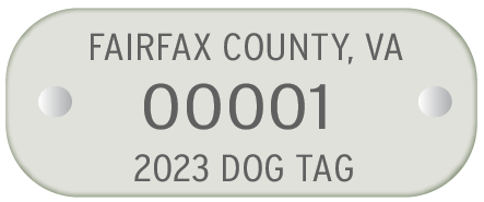 2023 Fairfax County dog license tag.