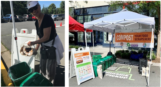 photos of composting tent at farmers market