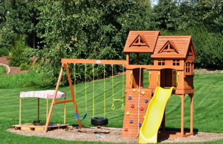 kid playset in yard