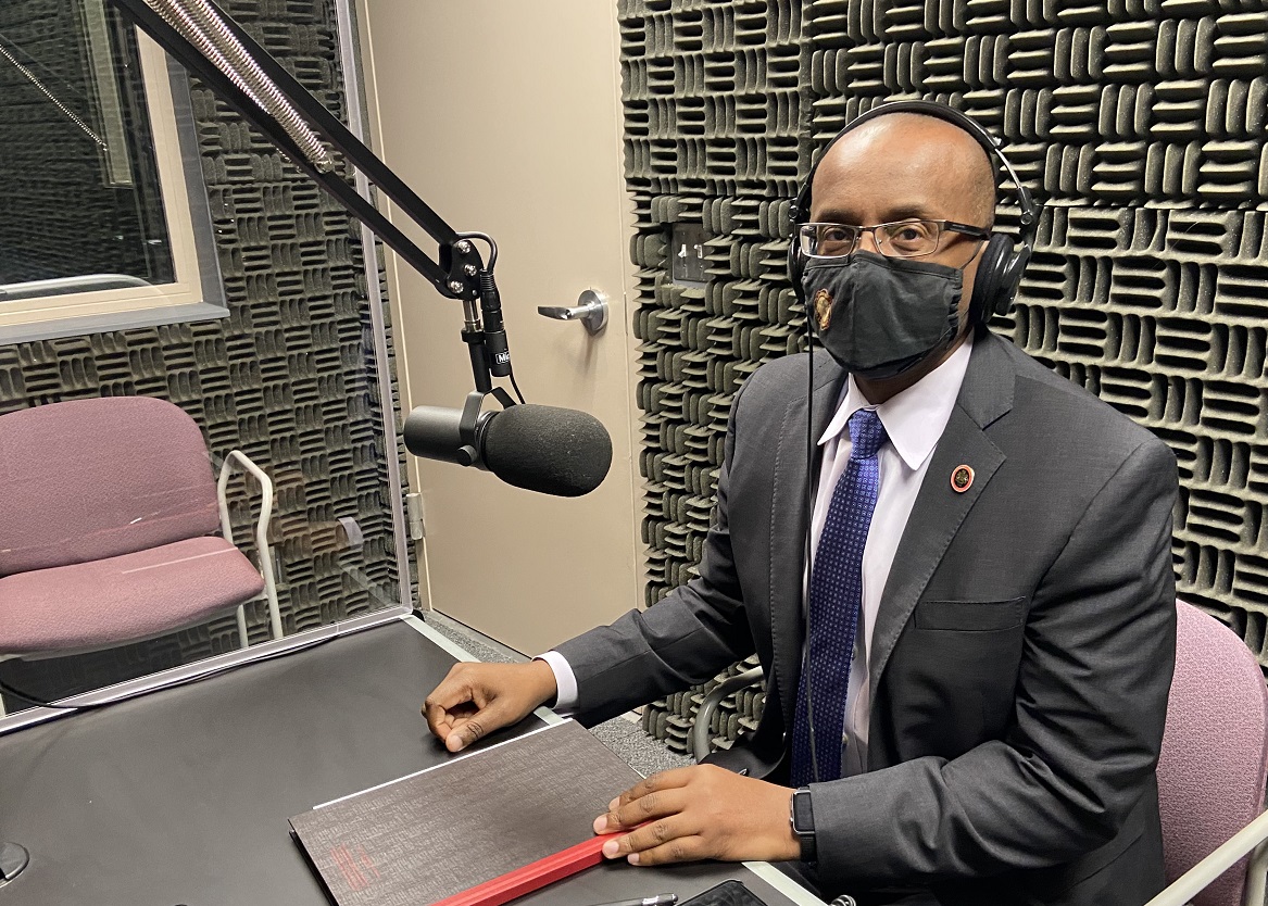 County Executive Bryan Hill recording podcast, Dec. 2020