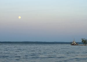 fireboat on water at Gunston Cove in Pohick Bay