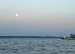 fireboat on water at Gunston Cove in Pohick Bay