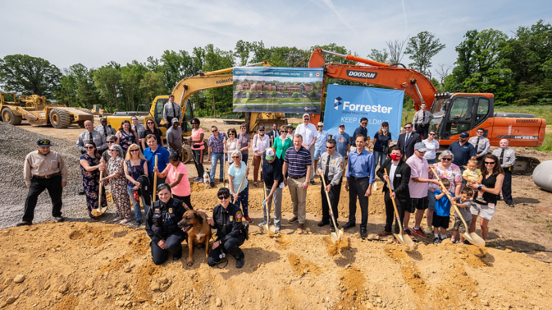 posing at ground breaking ceremony for South County Police / Animal Shelter