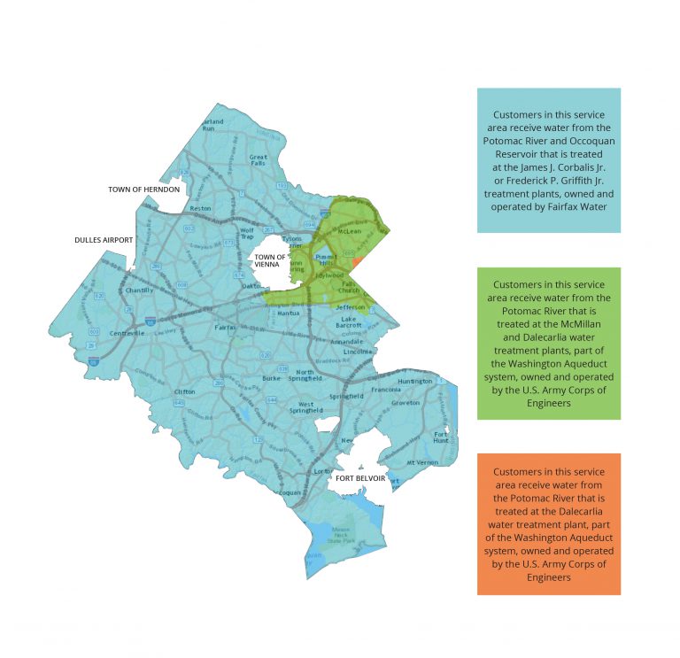 map of water treatment in Fairfax County