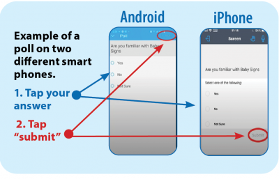 Example of answering a poll on Android and iphone