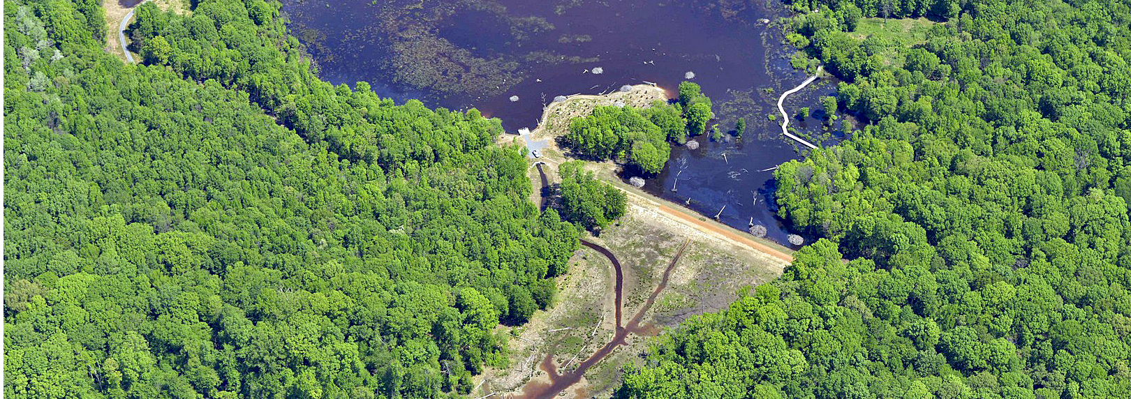 Aerial view of Huntley Meadows after the wetlands reconstruction