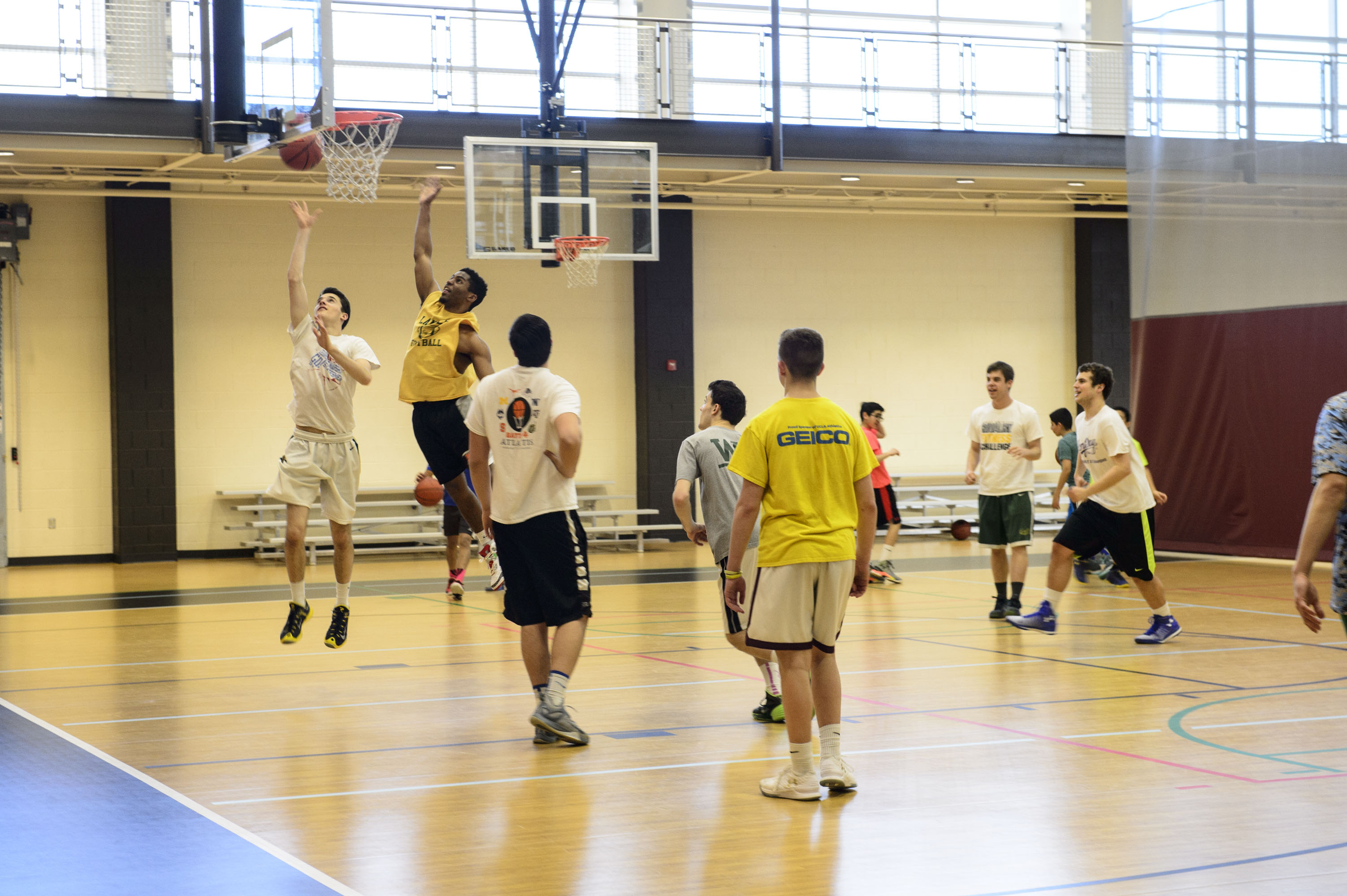 Teams playing basketball