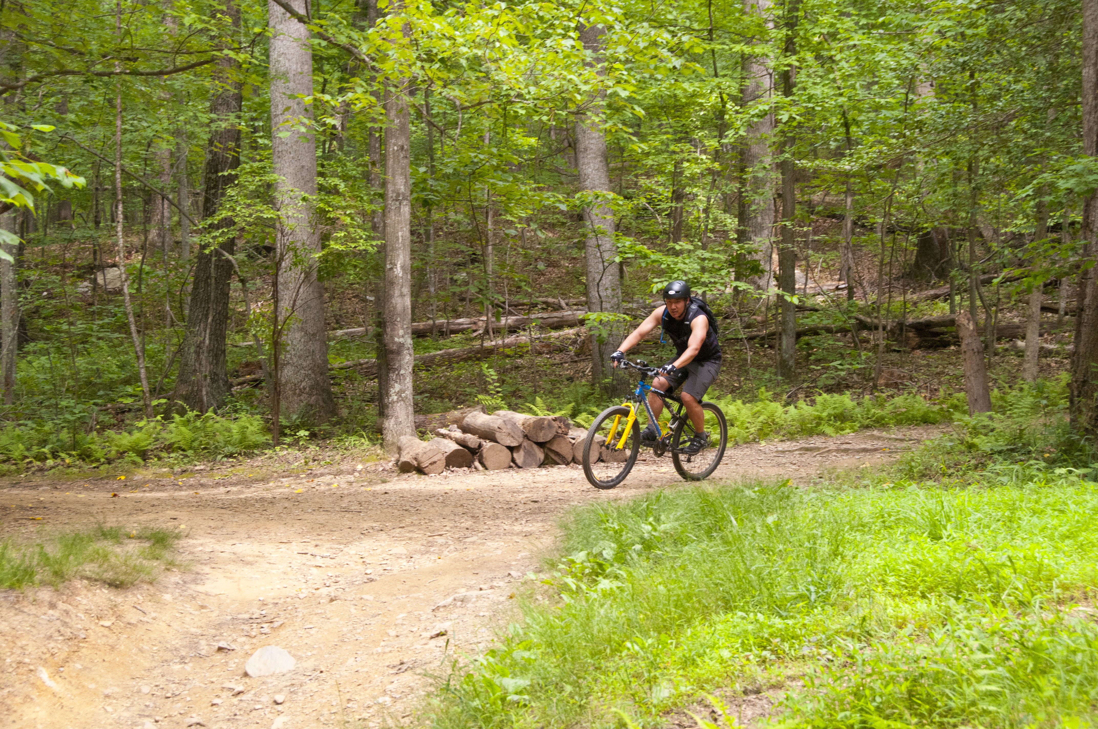 Man biking on trail