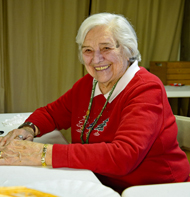 Volunteer sitting at a desk