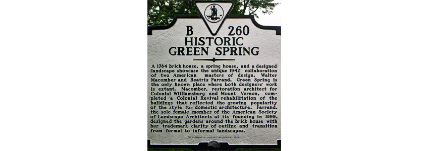 Historic marker at Green Spring