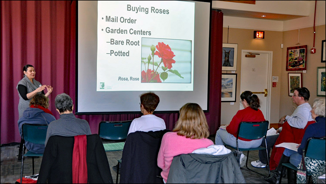 A Master Gardener makes a presentation before a group of people