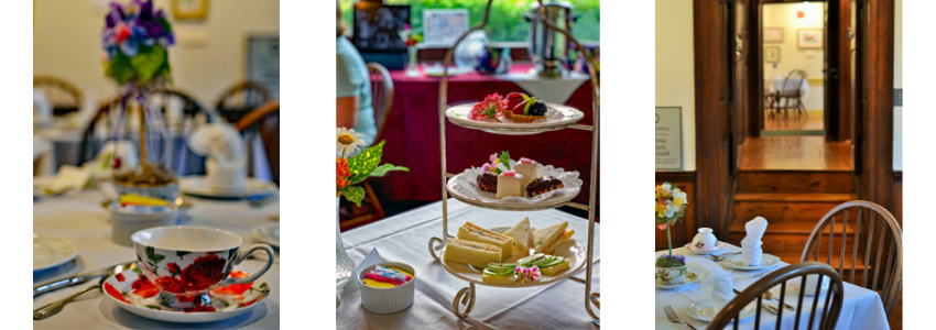 three different table tea settings