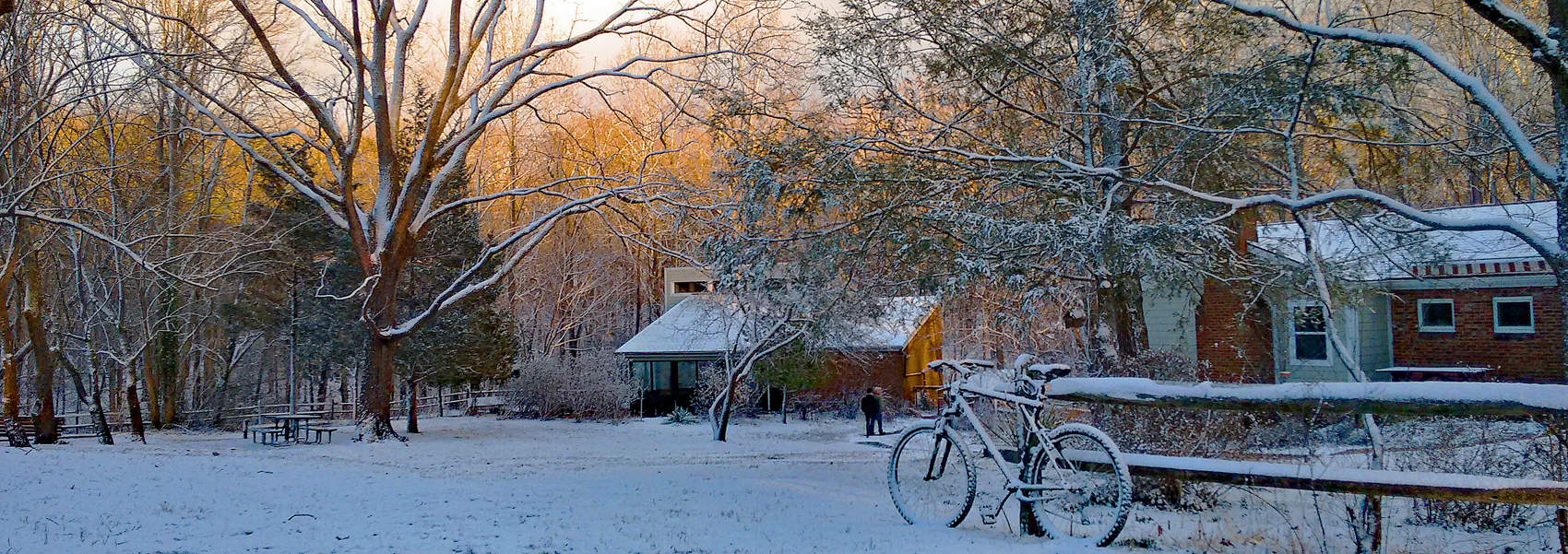 The Hidden Oaks Nature Center exterior in winter