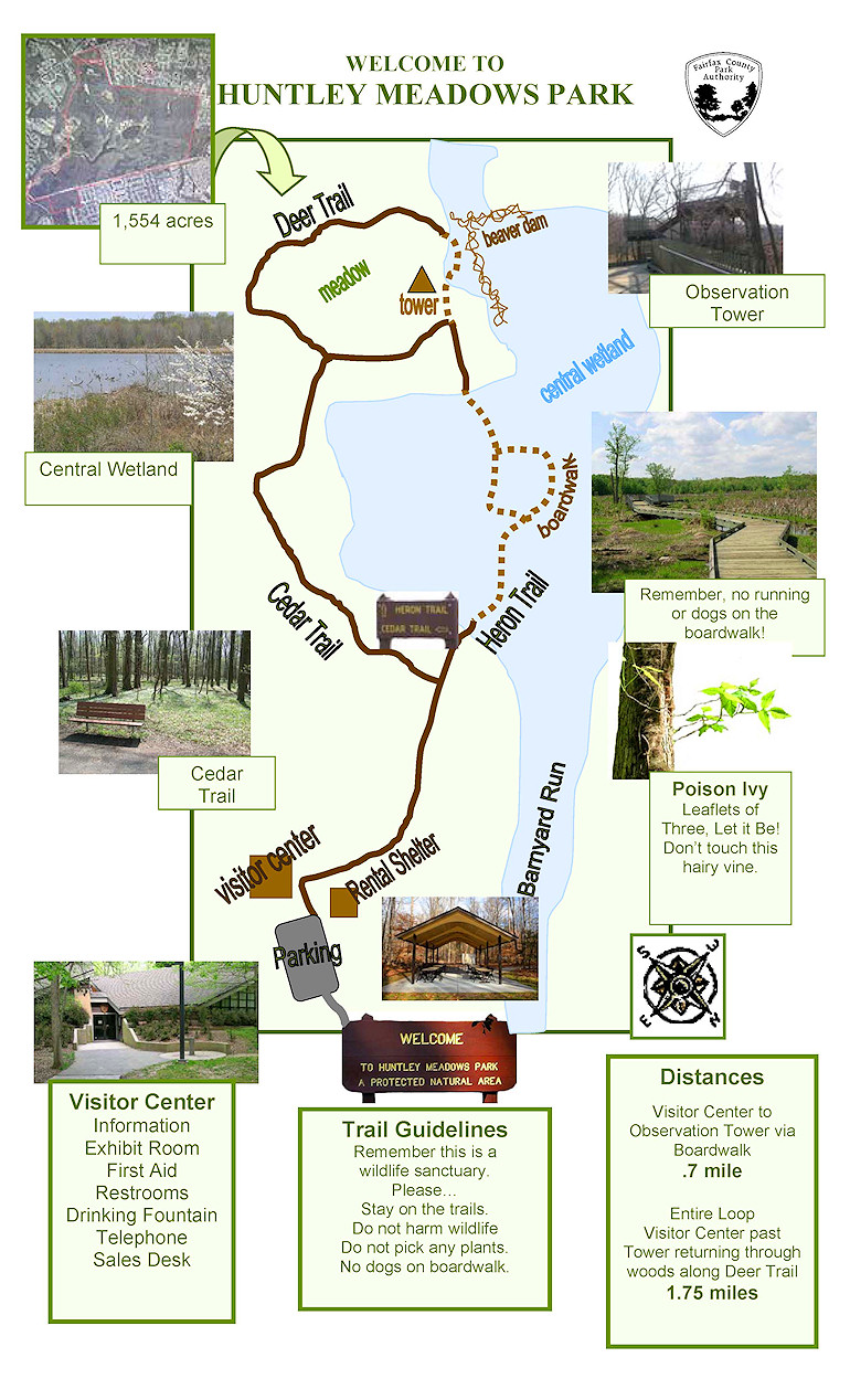 A map of Huntley Meadows facilities